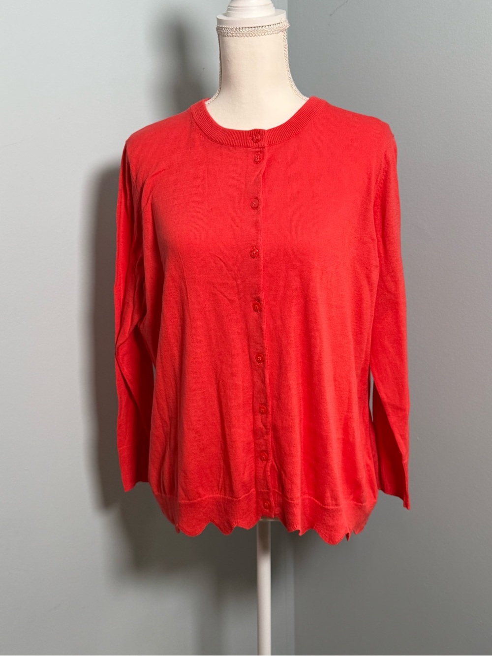 Crown & Ivy Coral/Orange Button-Front Cardigan Sweater. Never worn.